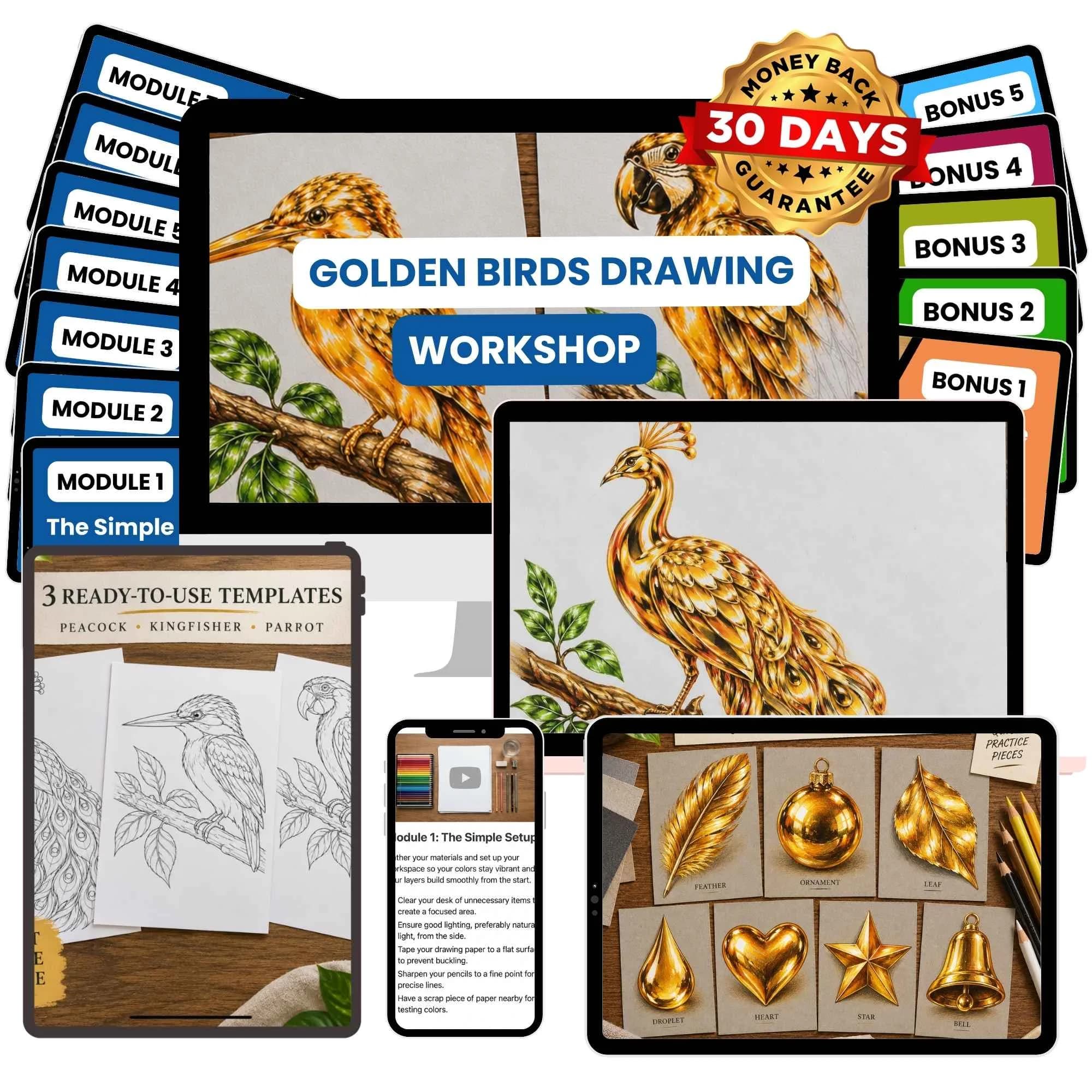 The Golden Birds Drawing Workshop with all modules and bonuses